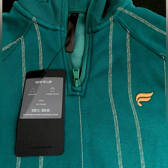 Fabletics Go To 1/4 Zip Fairway Green Texture Stripe Men's S - Picture 2 of 2